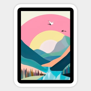 Forest Mountains Sunset Sticker